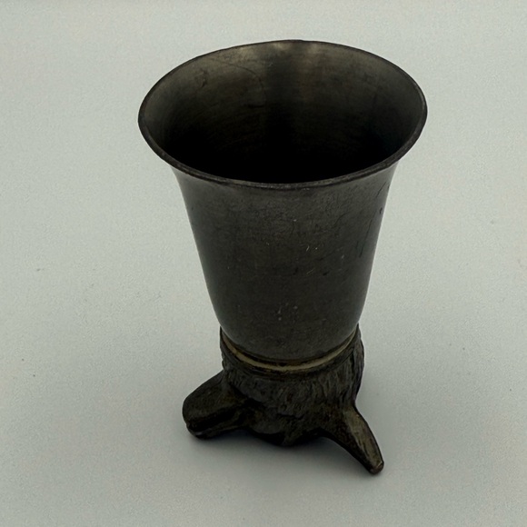 Vintage Fox Wolf Coyote Dog Head Pewter Metal Stirrup Cup / Shot Glass - Picture 7 of 9